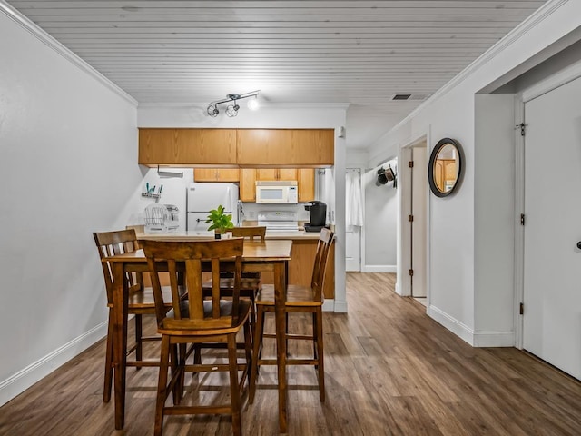 2271 Green Timbers Trl Unit B, Tallahassee, FL 32304 - dining room featuring wood ceiling, wood finished floors, and ornamental molding