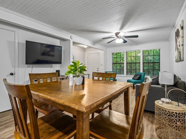 2271 Green Timbers Trl Unit B, Tallahassee, FL 32304 - dining space with light wood-type flooring, ceiling fan, and crown molding
