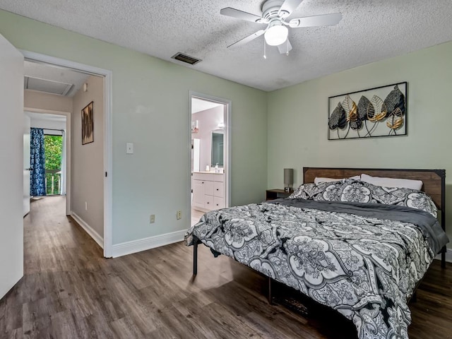 2271 Green Timbers Trl Unit B, Tallahassee, FL 32304 - bedroom with wood finished floors, a textured ceiling, attic access, and ceiling fan
