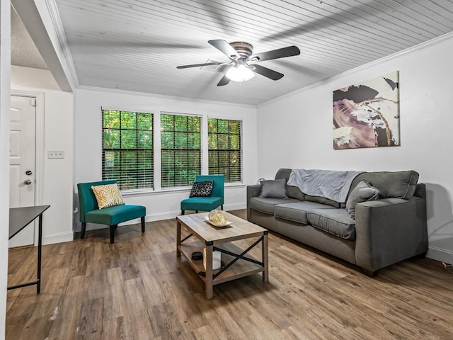 2271 Green Timbers Trl Unit B, Tallahassee, FL 32304 - living room featuring wood finished floors, ornamental molding, and ceiling fan