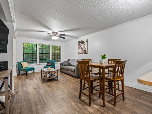 2271 Green Timbers Trl Unit B, Tallahassee, FL 32304 - dining room with wood finished floors, ceiling fan, and crown molding