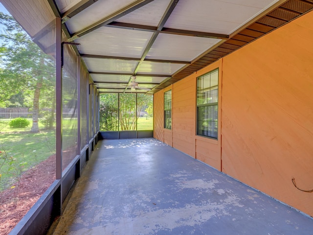 view of unfurnished sunroom