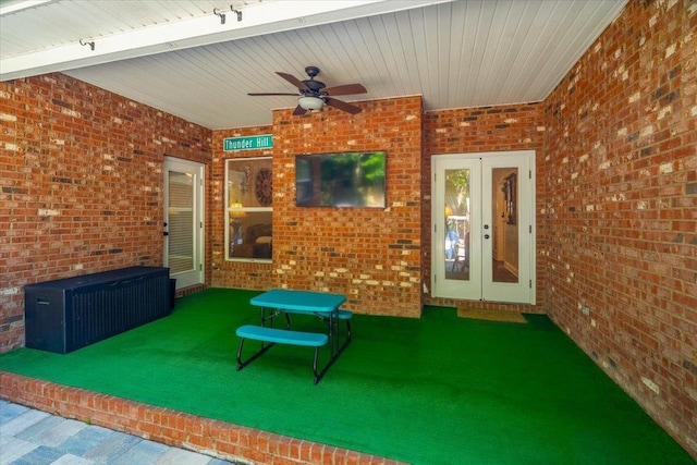 9816 Thunder Hill Trl, Tallahassee, FL 32312 - view of patio / terrace featuring a ceiling fan and french doors