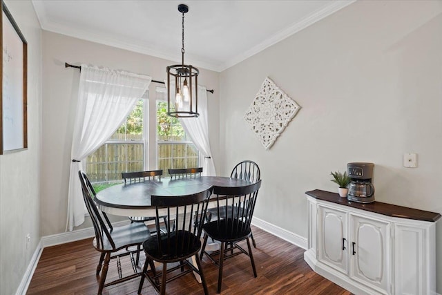 9816 Thunder Hill Trl, Tallahassee, FL 32312 - dining room featuring dark wood-type flooring and ornamental molding