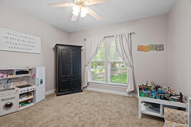 9816 Thunder Hill Trl, Tallahassee, FL 32312 - rec room featuring light carpet and a ceiling fan