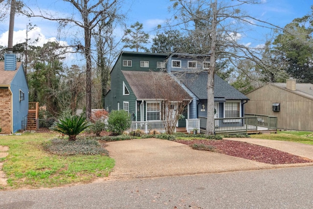 view of front of home with a deck