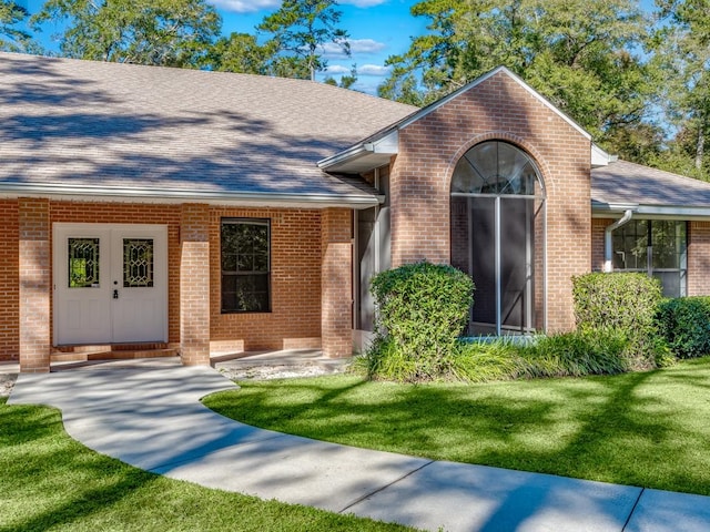 view of front of home with a front yard