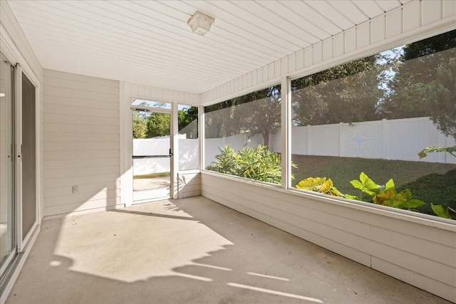 view of unfurnished sunroom