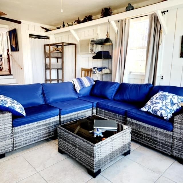 view of tiled living room