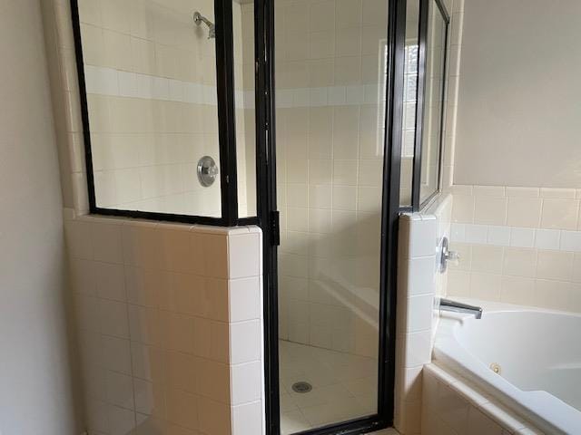 bathroom with plus walk in shower