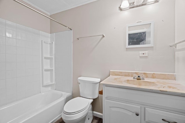 131 Alma Yates St, Quincy, FL 32351 - bathroom with vanity, toilet, crown molding, and shower / tub combination