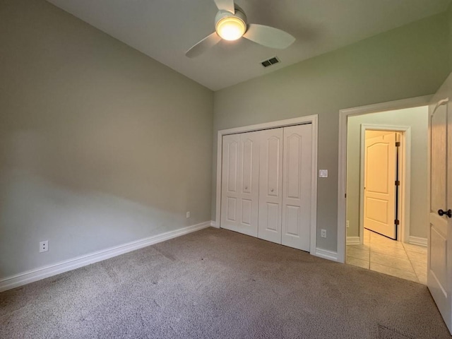 5672 Burnside Cir, Tallahassee, FL 32312 - unfurnished bedroom with carpet floors, a closet, and ceiling fan
