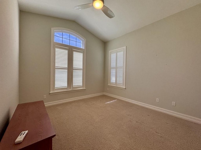 5672 Burnside Cir, Tallahassee, FL 32312 - unfurnished room featuring lofted ceiling, ceiling fan, and carpet floors