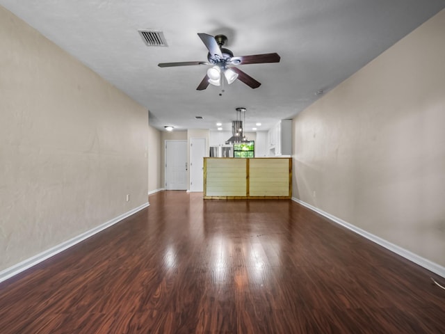 2600 Panther Creek Rd Unit A, Tallahassee, FL 32308 - unfurnished living room with ceiling fan and dark wood finished floors