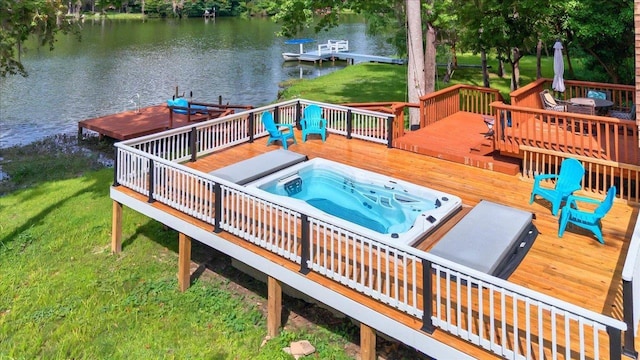 1645 Tallavana Trl, Havana, FL 32333 - wooden terrace featuring a water view, a yard, and a boat dock