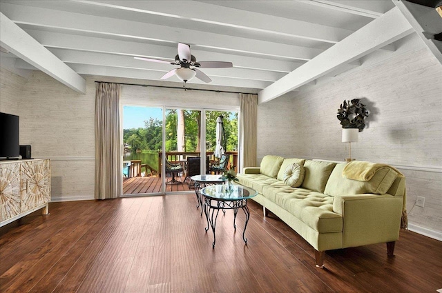 1645 Tallavana Trl, Havana, FL 32333 - living room with beam ceiling, hardwood / wood-style floors, ceiling fan, and baseboards
