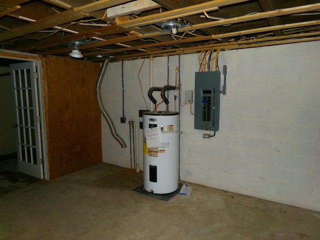 402 W Brent St, Chattahoochee, FL 32324 - unfinished below grade area with water heater and electric panel