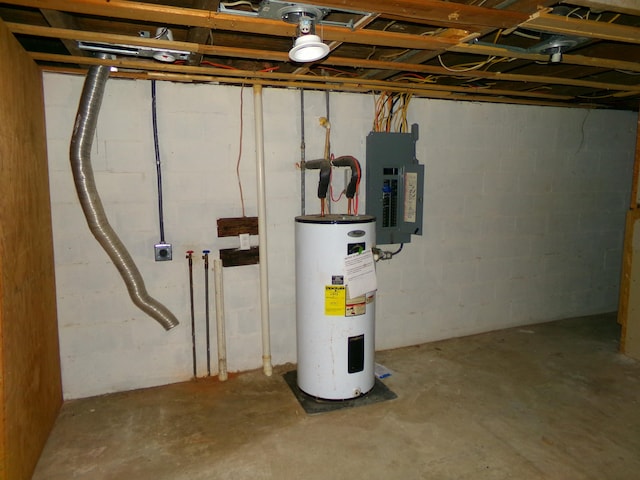 402 W Brent St, Chattahoochee, FL 32324 - unfinished below grade area featuring electric panel and electric water heater