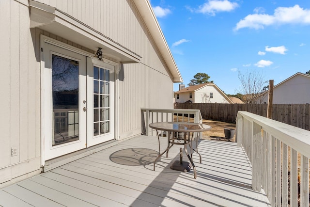 wooden terrace with french doors