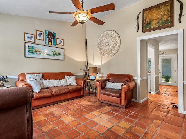 3104 Oak Hammock Ln Unit U, Tallahassee, FL 32301 - living room with ceiling fan and tile patterned flooring