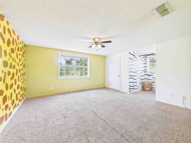 3696 Joel Aman Rd, Perry, FL 32347 - unfurnished bedroom featuring multiple windows, baseboards, carpet, ceiling fan, and a textured ceiling