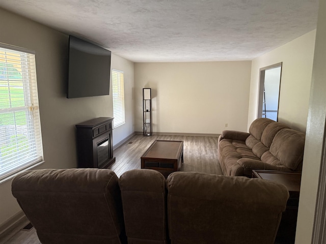 3726 Wicklow Cir, Tallahassee, FL 32309 - living area with a textured ceiling and wood finished floors