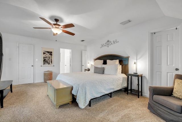 2227 Ten Oaks Dr, Tallahassee, FL 32312 - bedroom featuring baseboards, ceiling fan, visible vents, and light colored carpet