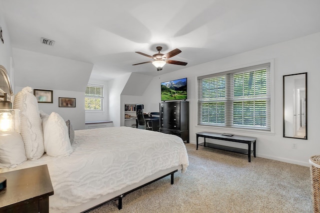 2227 Ten Oaks Dr, Tallahassee, FL 32312 - carpeted bedroom featuring baseboards, visible vents, and a ceiling fan