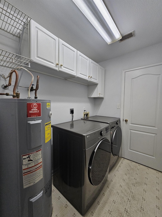 2943 Tewkesbury Trce, Tallahassee, FL 32309 - washroom with cabinet space, electric water heater, and separate washer and dryer