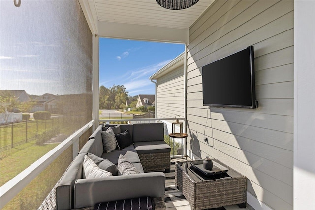 balcony featuring an outdoor living space
