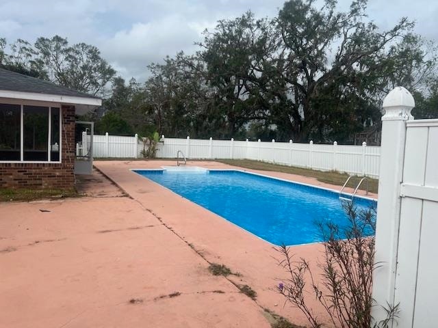 view of swimming pool with a patio area