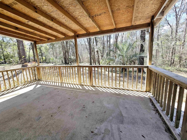 view of patio / terrace with a view of trees