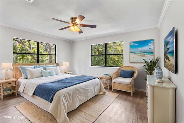 16552 198th Trace, Trace, FL 32071 - bedroom featuring light wood-style floors, crown molding, and ceiling fan