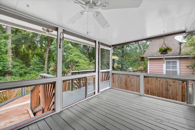 2032 Ascot Way, Tallahassee, FL 32312 - unfurnished sunroom with a ceiling fan