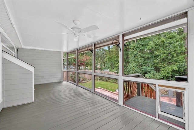 2032 Ascot Way, Tallahassee, FL 32312 - unfurnished sunroom with a ceiling fan and plenty of natural light