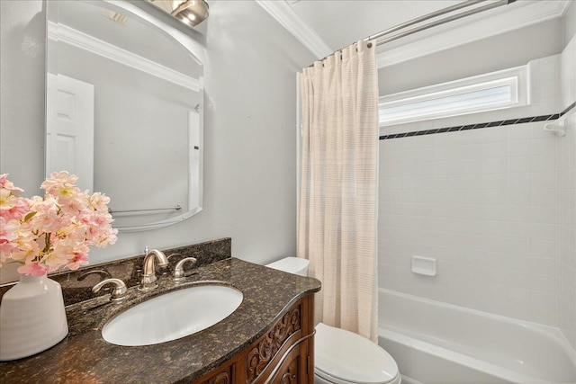 2032 Ascot Way, Tallahassee, FL 32312 - bathroom featuring ornamental molding, vanity, and shower / tub combo