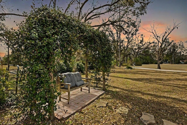 view of community with a patio and a yard