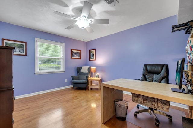 3514 Tullamore Ln, Tallahassee, FL 32309 - office with ceiling fan and light wood-type flooring