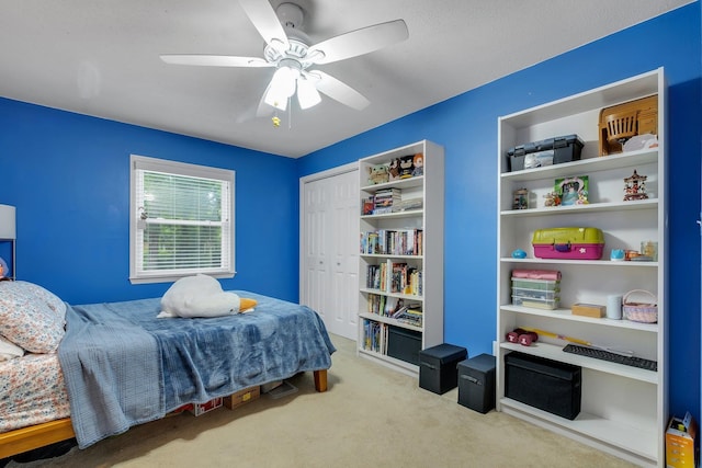 3514 Tullamore Ln, Tallahassee, FL 32309 - bedroom featuring carpet floors, a closet, and a ceiling fan