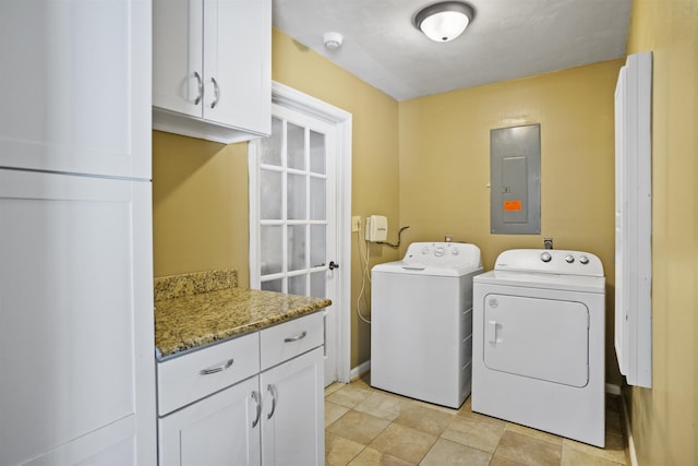 2025 Shadey Oaks Dr, Tallahassee, FL 32303 - laundry area with electric panel, washer and clothes dryer, and cabinet space