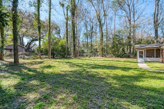 view of yard featuring a fenced backyard