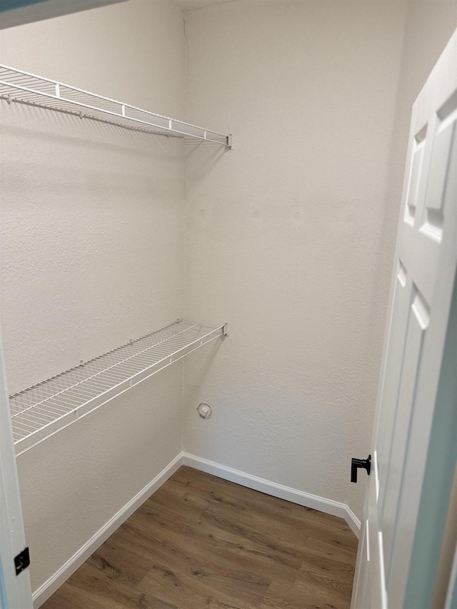 spacious closet with dark wood-type flooring