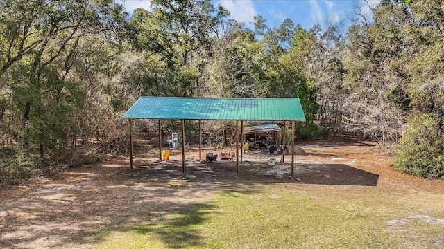 exterior space featuring a carport