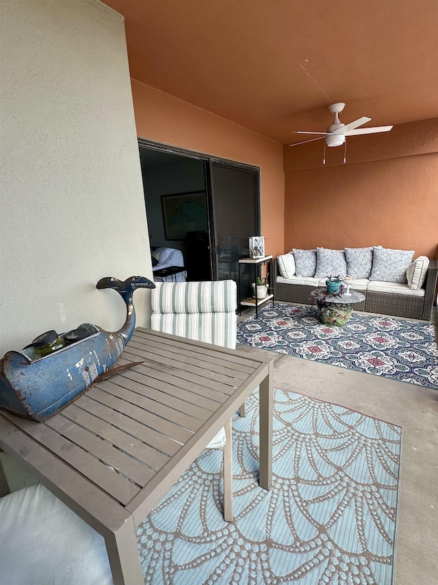 2289 Surf Rd Unit B4, Ochlockonee Bay, FL 32346 - view of patio / terrace with an outdoor hangout area, ceiling fan, and outdoor dining area