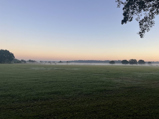 yard at dusk with a rural view