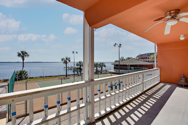 2289 Surf Rd Unit 12, Panacea, FL 32346 - balcony featuring a water view and a ceiling fan