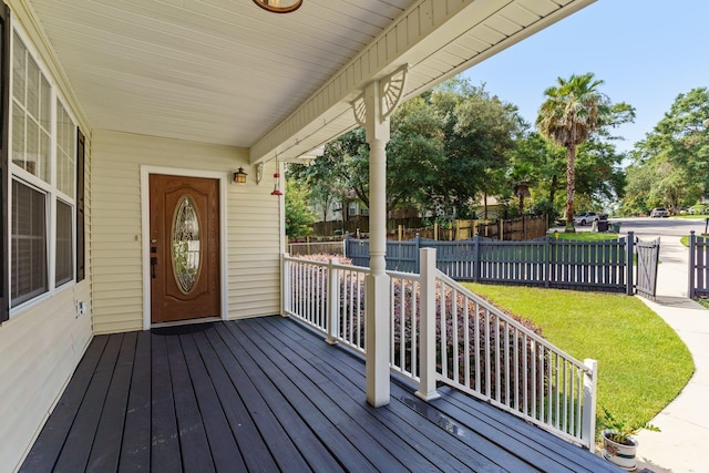 deck featuring a porch