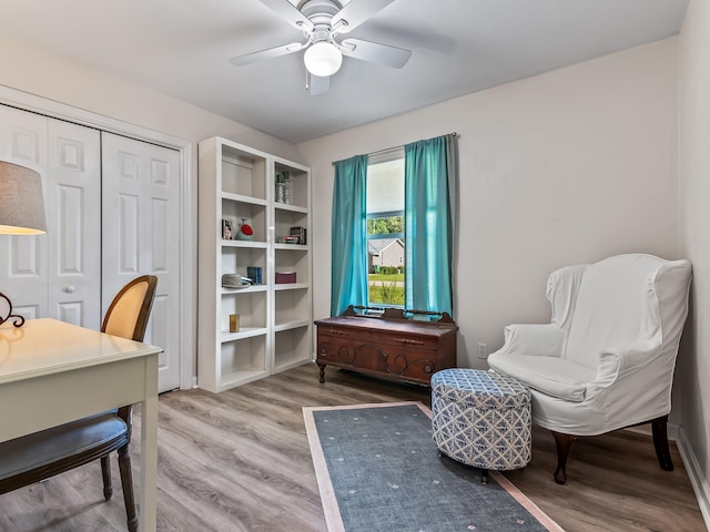 9 Pirates Cove Ln, Saint Marks, FL 32355 - living area with wood finished floors and a ceiling fan