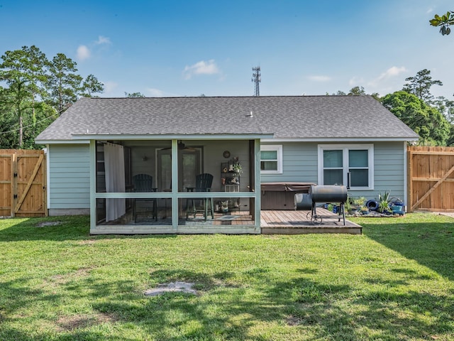 9 Pirates Cove Ln, Saint Marks, FL 32355 - back of house featuring a gate, roof with shingles, and a hot tub