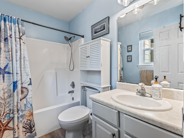 9 Pirates Cove Ln, Saint Marks, FL 32355 - full bath featuring shower / bath combo with shower curtain, vanity, and wood finished floors